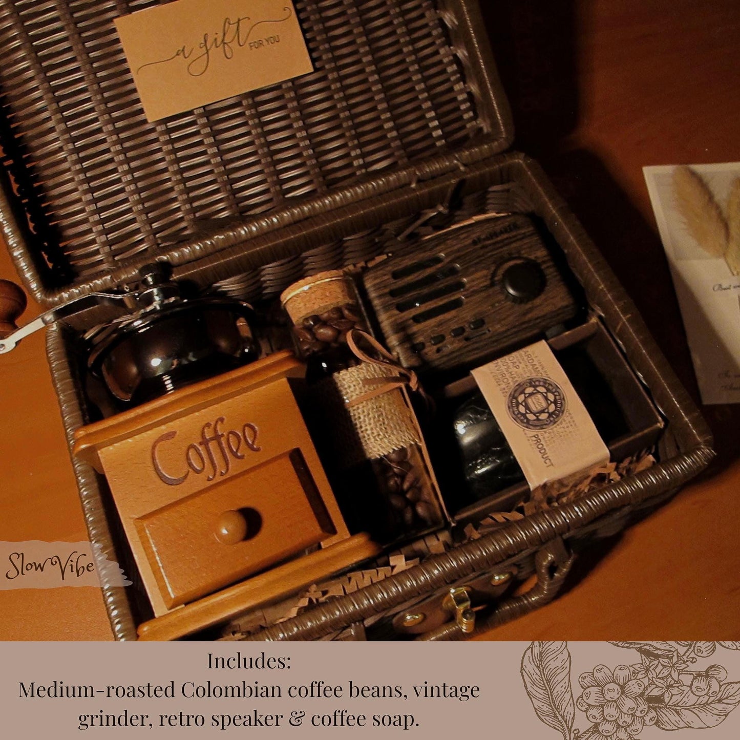 Unique Gift for Him, Coffee Lover Gift Box, Rattan Case, Gift for Dad for Him, Retirement Gift , coffee set, Gift for Her, Thank You Gift