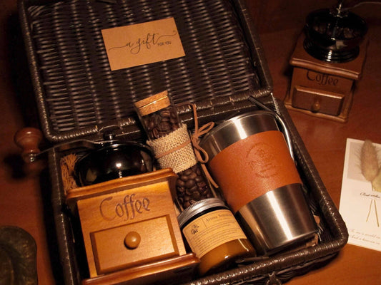 Unique Gift for Him, Coffee Lover Gift Box, Rattan Case, Gift for Dad for Him, Retirement Gift , coffee set, Gift for Her, Thank You Gift